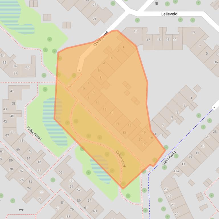 Kaart van postcodegebied 2914CA.