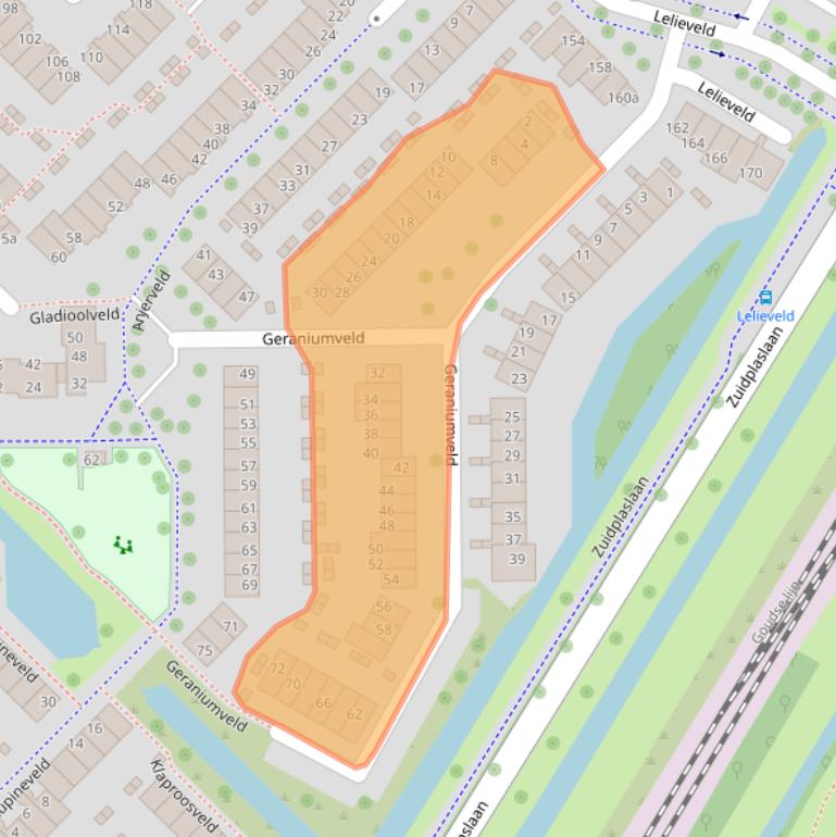 Kaart van postcodegebied 2914CK.