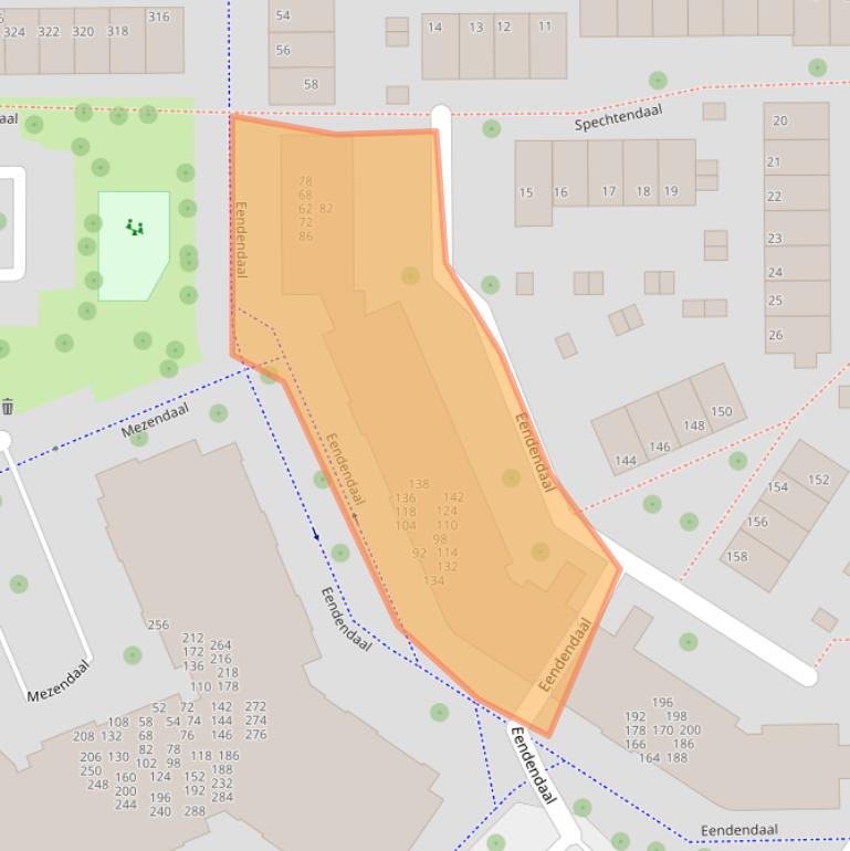 Kaart van postcodegebied 2914EB.