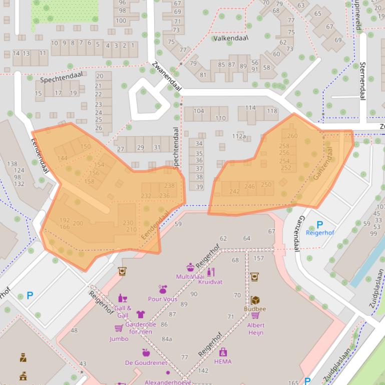 Kaart van postcodegebied 2914EC.