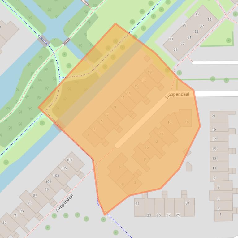 Kaart van postcodegebied 2914EK.
