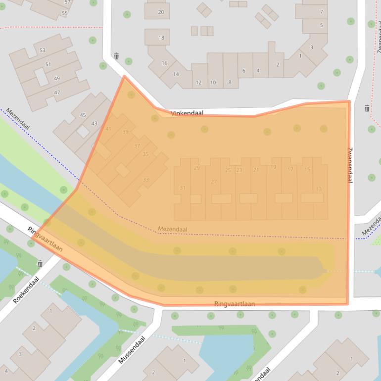 Kaart van postcodegebied 2914EL.