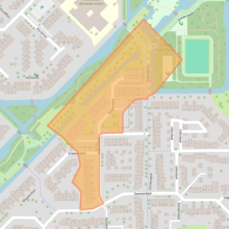 Kaart van postcodegebied 2914EP.