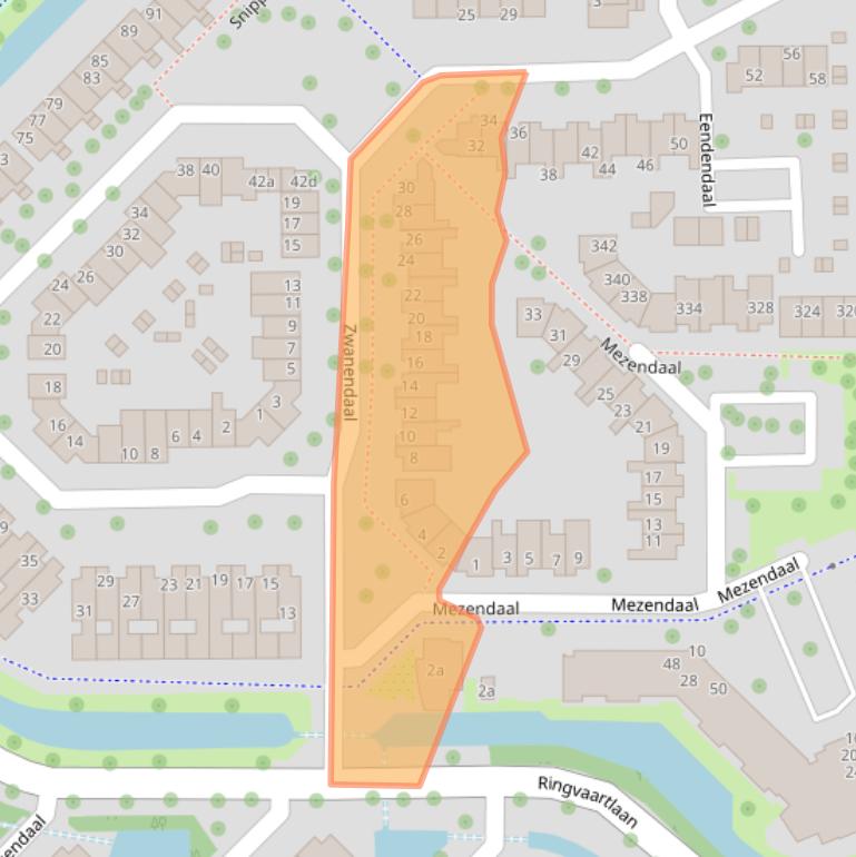 Kaart van postcodegebied 2914ET.