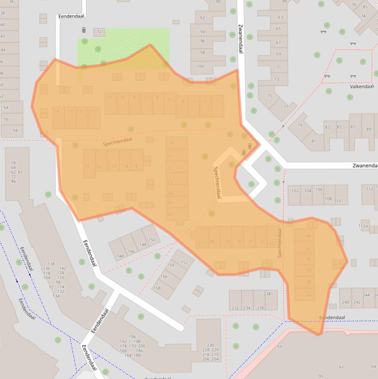 Kaart van postcodegebied 2914EW.