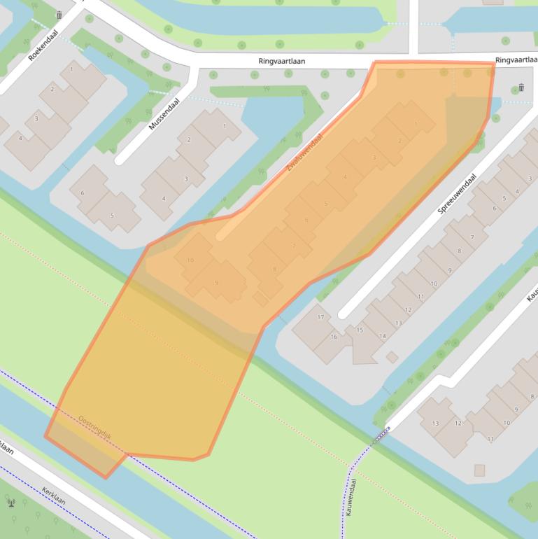 Kaart van postcodegebied 2914KL.