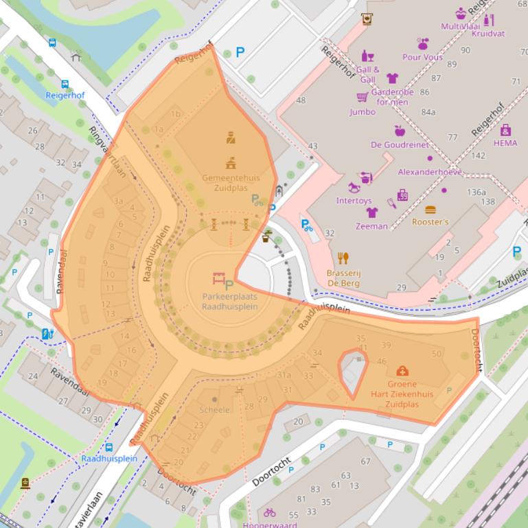 Kaart van postcodegebied 2914KM.