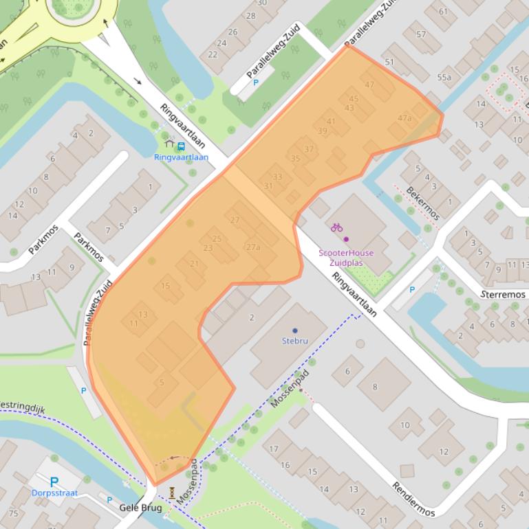 Kaart van postcodegebied 2914LC.