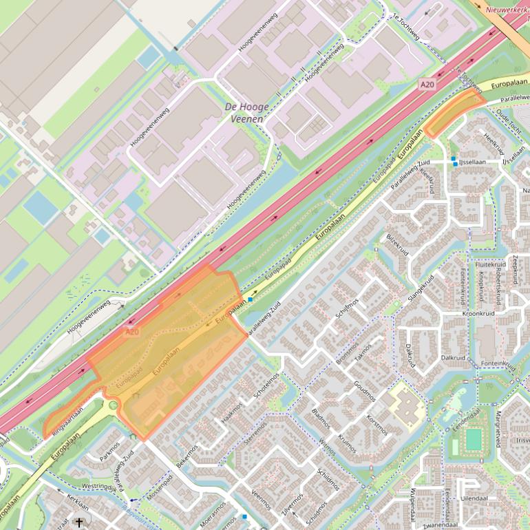 Kaart van postcodegebied 2914LG.