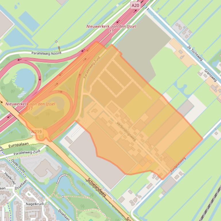 Kaart van postcodegebied 2914LH.