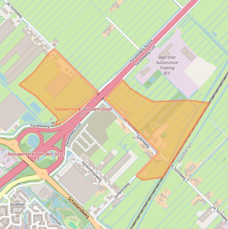 Kaart van postcodegebied 2914LM.