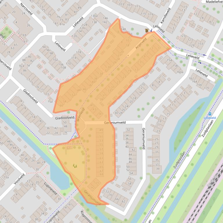 Kaart van postcodegebied 2914PA.