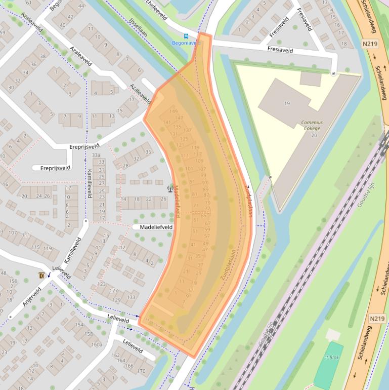 Kaart van postcodegebied 2914PK.