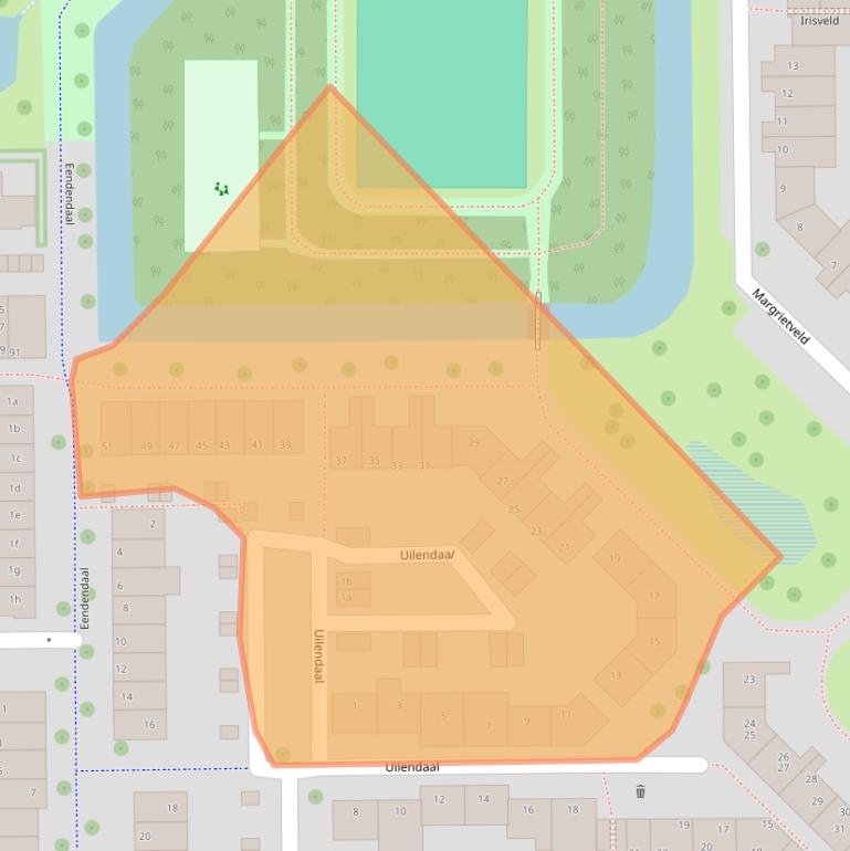 Kaart van postcodegebied 2914RG.