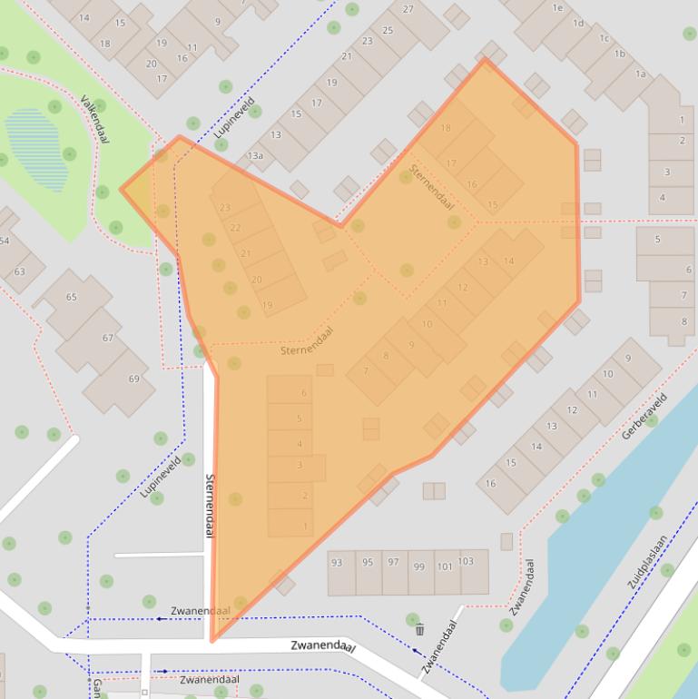 Kaart van postcodegebied 2914RT.