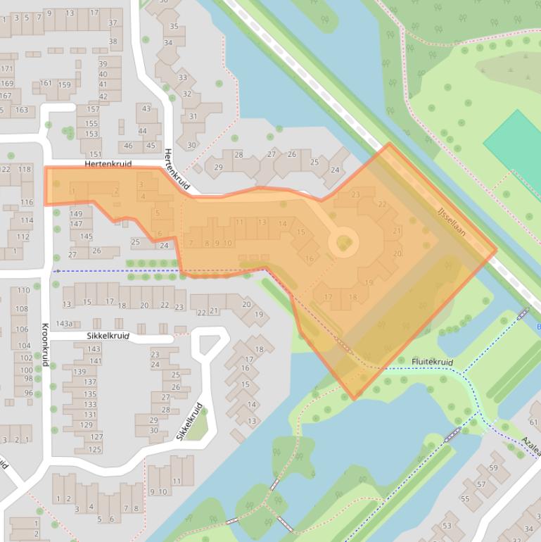 Kaart van postcodegebied 2914TD.