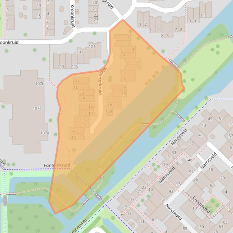 Kaart van postcodegebied 2914TR.