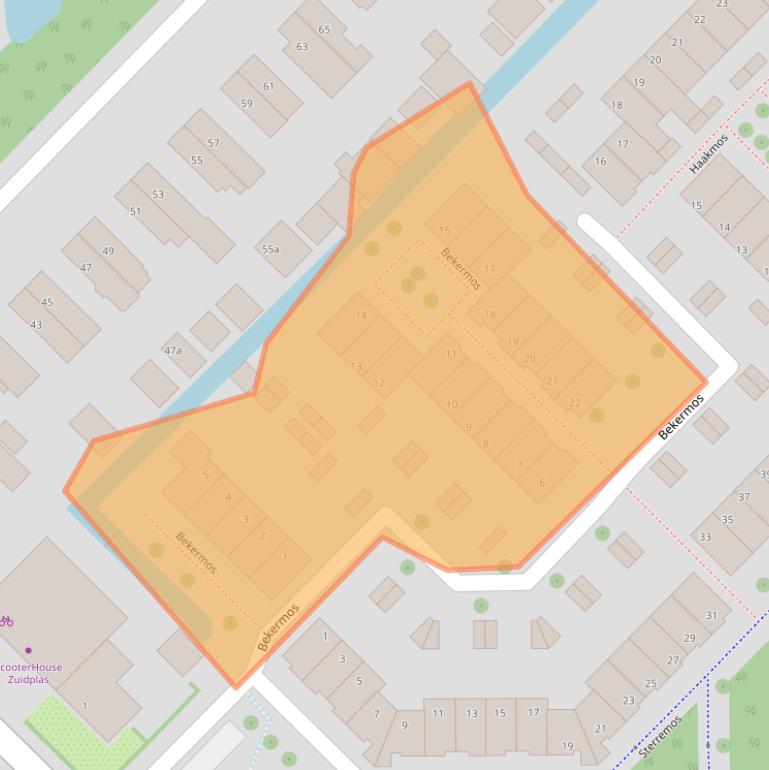 Kaart van postcodegebied 2914VA.