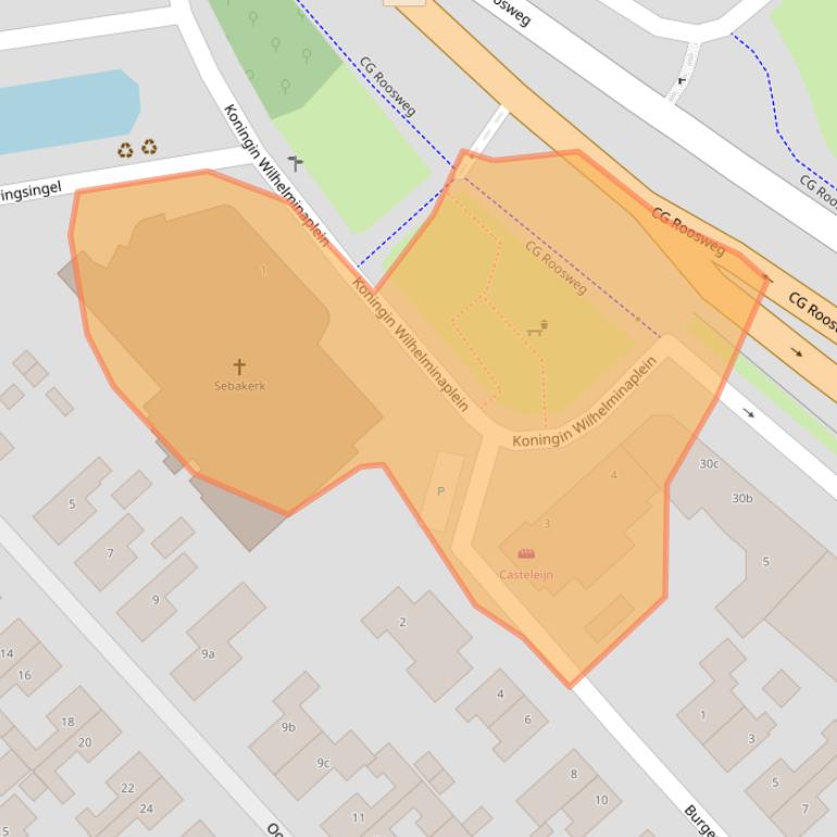 Kaart van postcodegebied 2921AB.