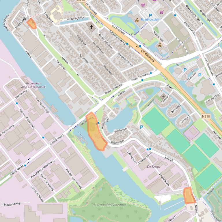 Kaart van postcodegebied 2921AC.