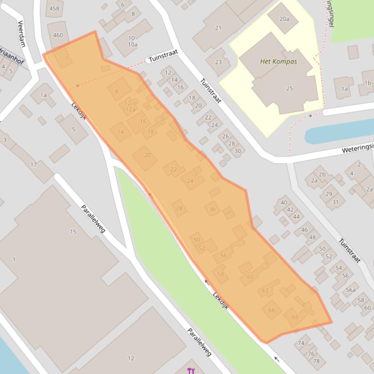 Kaart van postcodegebied 2921AD.