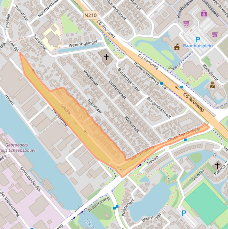 Kaart van postcodegebied 2921AE.