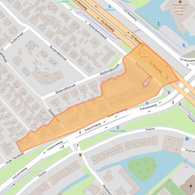 Kaart van postcodegebied 2921AM.