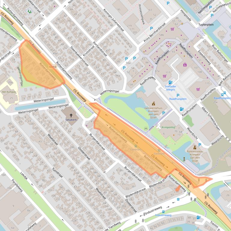 Kaart van postcodegebied 2921AP.