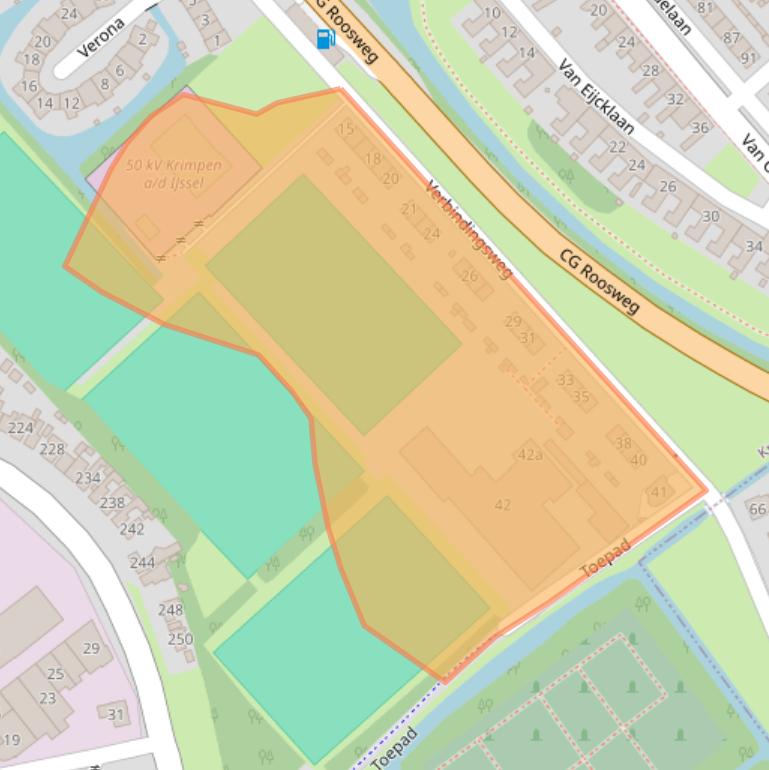 Kaart van postcodegebied 2921AS.