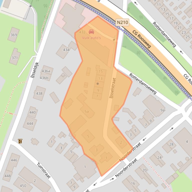 Kaart van postcodegebied 2921BE.