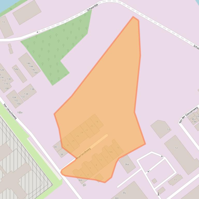 Kaart van postcodegebied 2921LC.