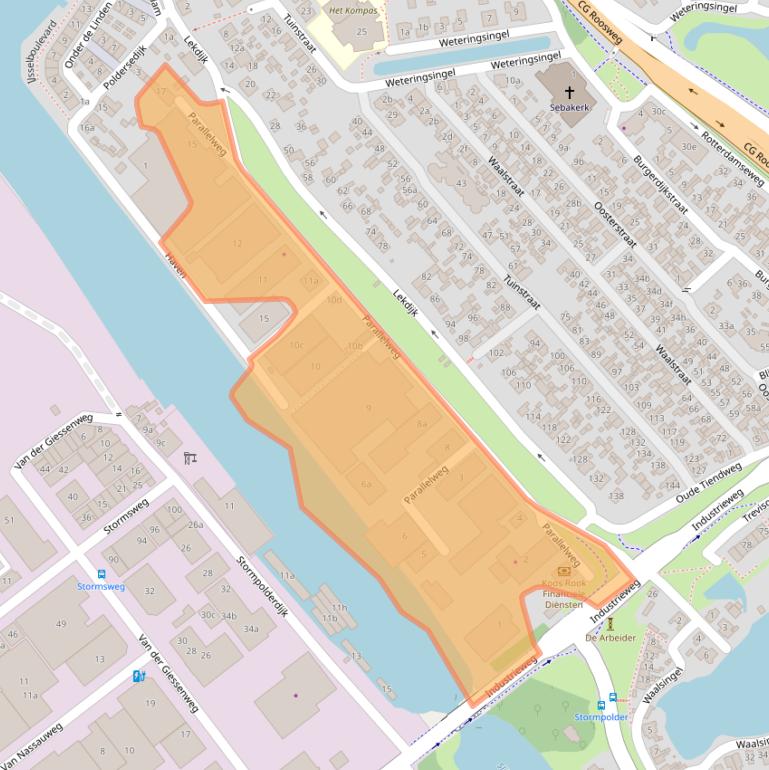 Kaart van postcodegebied 2921LE.