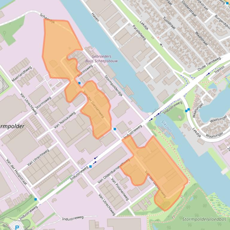 Kaart van postcodegebied 2921LP.