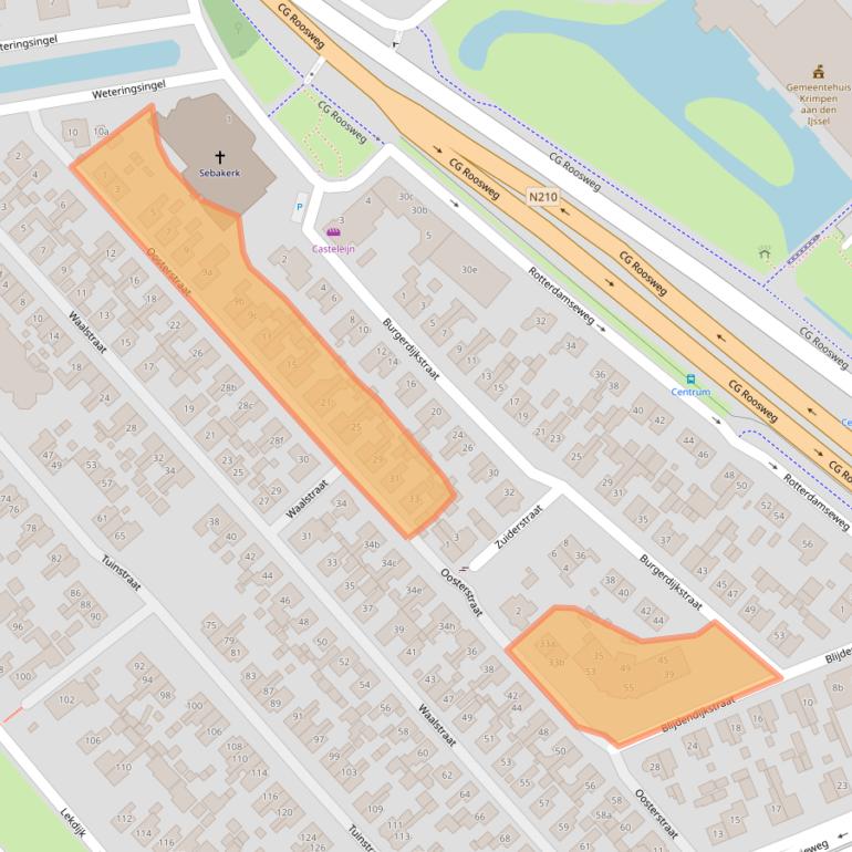 Kaart van postcodegebied 2921XD.