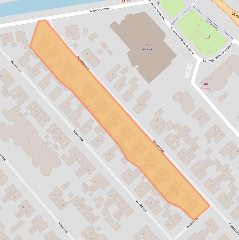 Kaart van postcodegebied 2921XE.