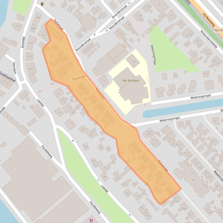 Kaart van postcodegebied 2921XK.