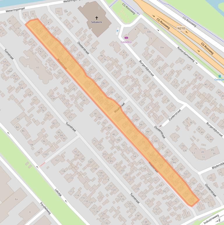 Kaart van postcodegebied 2921XN.