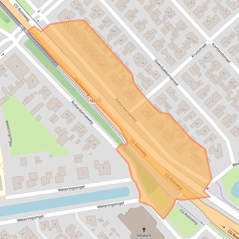 Kaart van postcodegebied 2922AN.
