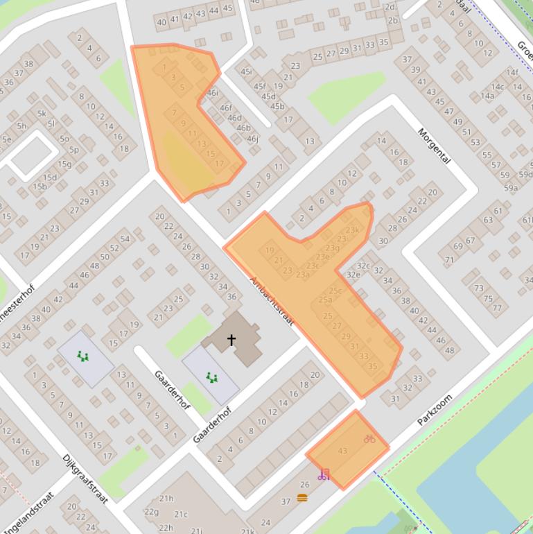 Kaart van postcodegebied 2922CA.