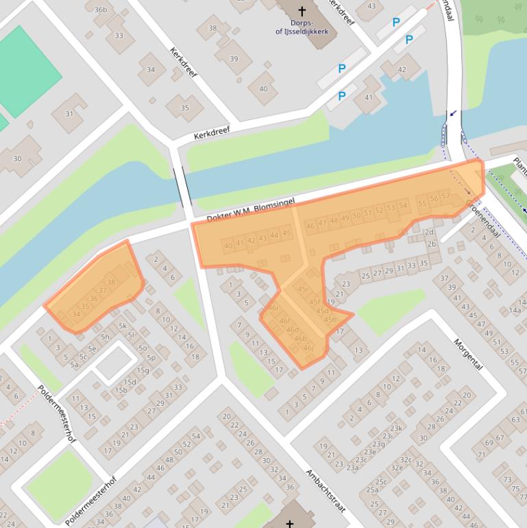 Kaart van postcodegebied 2922CE.