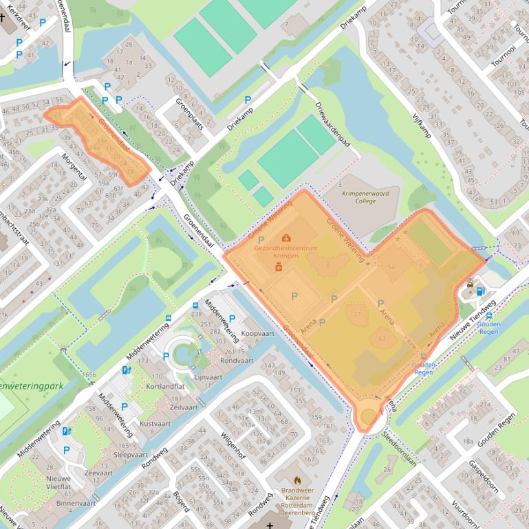 Kaart van postcodegebied 2922CJ.