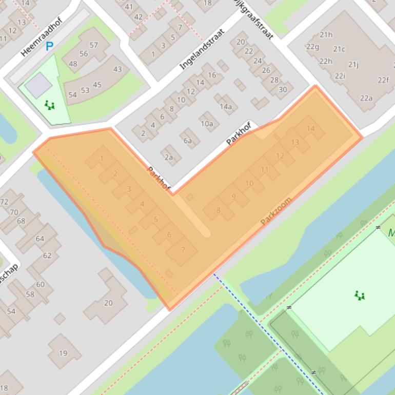 Kaart van postcodegebied 2922CS.