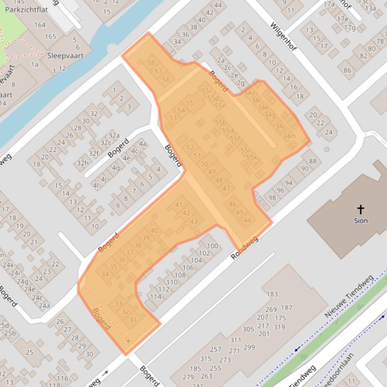 Kaart van postcodegebied 2922EB.