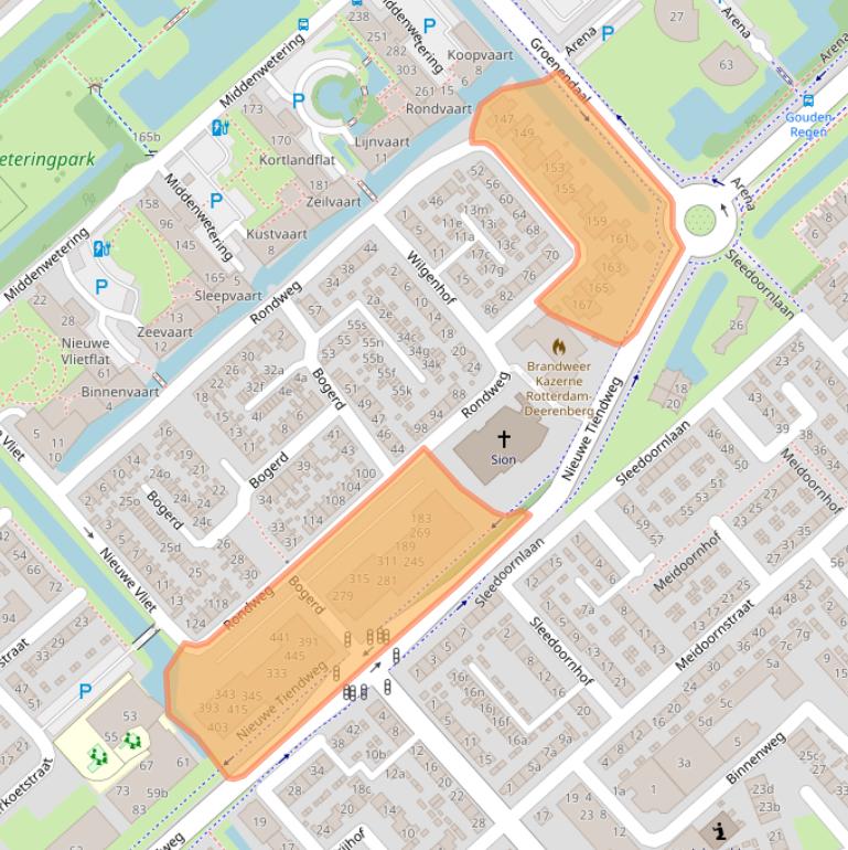 Kaart van postcodegebied 2922ET.