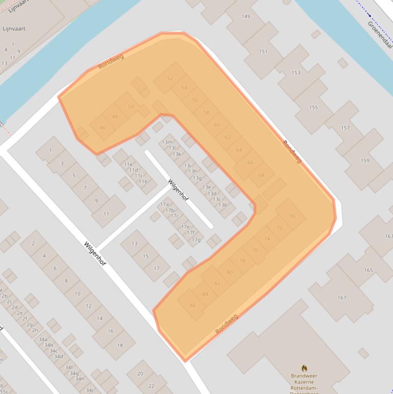 Kaart van postcodegebied 2922EW.