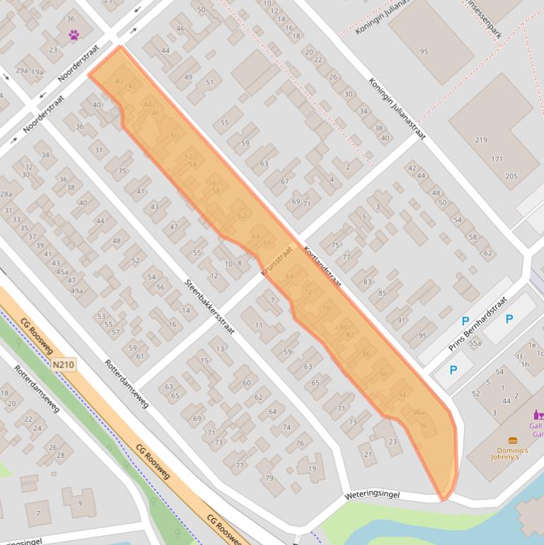 Kaart van postcodegebied 2922XG.