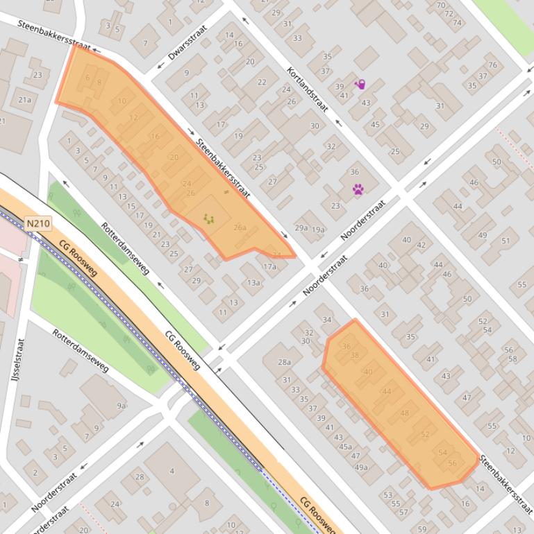 Kaart van postcodegebied 2922XL.