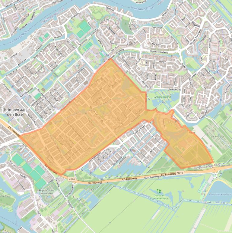 Kaart van postcodegebied 2923.