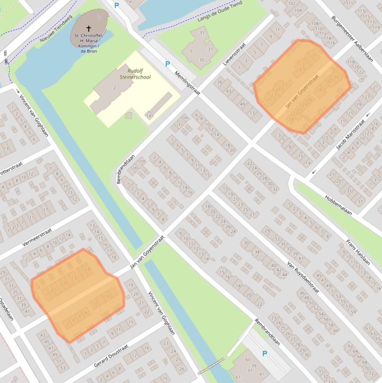 Kaart van postcodegebied 2923AD.