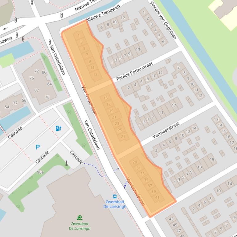 Kaart van postcodegebied 2923AJ.